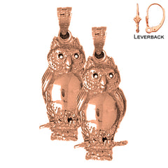 14K or 18K Gold Owl Earrings