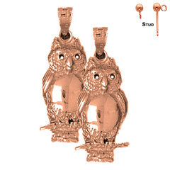 14K or 18K Gold Owl Earrings