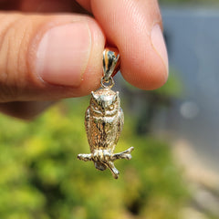10K, 14K or 18K Gold Owl Pendant