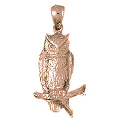 10K, 14K or 18K Gold Owl Pendant