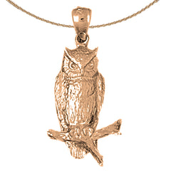 10K, 14K or 18K Gold Owl Pendant