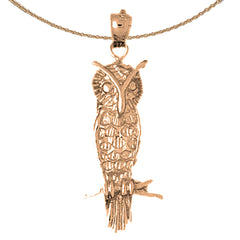 Colgante de Búho de Oro de 10K, 14K o 18K