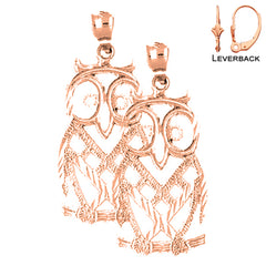 14K or 18K Gold Owl Earrings