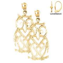 14K or 18K Gold Owl Earrings