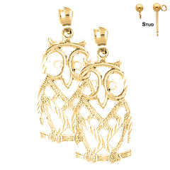 14K or 18K Gold Owl Earrings