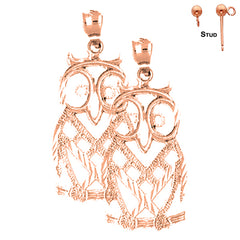 14K or 18K Gold Owl Earrings