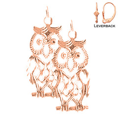 14K or 18K Gold Owl Earrings