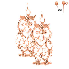 14K or 18K Gold Owl Earrings