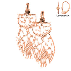 14K or 18K Gold Owl Earrings