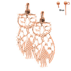 14K or 18K Gold Owl Earrings