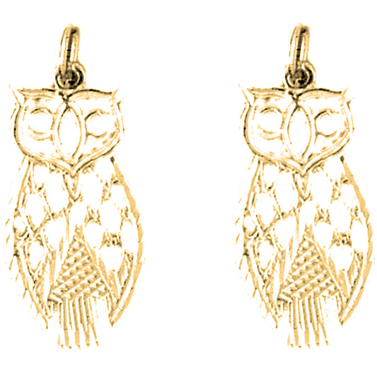 14K or 18K Gold 26mm Owl Earrings
