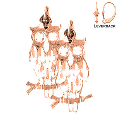 14K or 18K Gold Owl Earrings