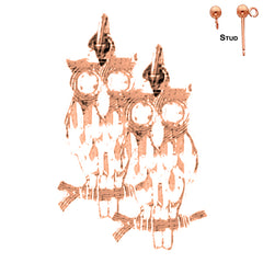 14K or 18K Gold Owl Earrings