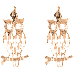 14K or 18K Gold 21mm Owl Earrings