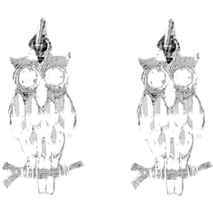 14K or 18K Gold 21mm Owl Earrings