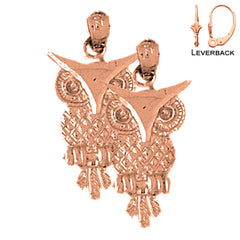 14K or 18K Gold Owl Earrings
