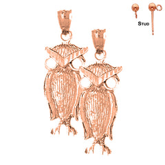 14K or 18K Gold Owl Earrings