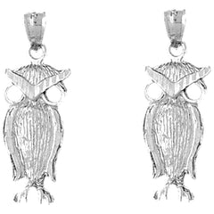 Sterling Silver 30mm Owl Earrings