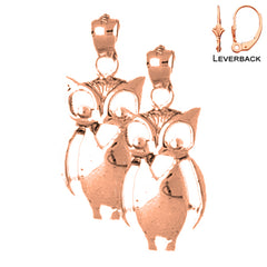 14K or 18K Gold Owl Earrings