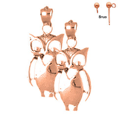 14K or 18K Gold Owl Earrings