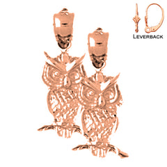 14K or 18K Gold Owl Earrings