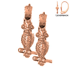 14K or 18K Gold Owl Earrings