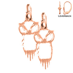 14K or 18K Gold Owl Earrings