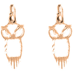 14K or 18K Gold 17mm Owl Earrings
