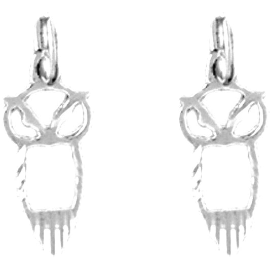 Sterling Silver 17mm Owl Earrings