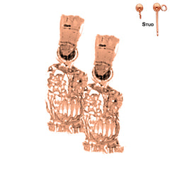 14K or 18K Gold Owl Earrings