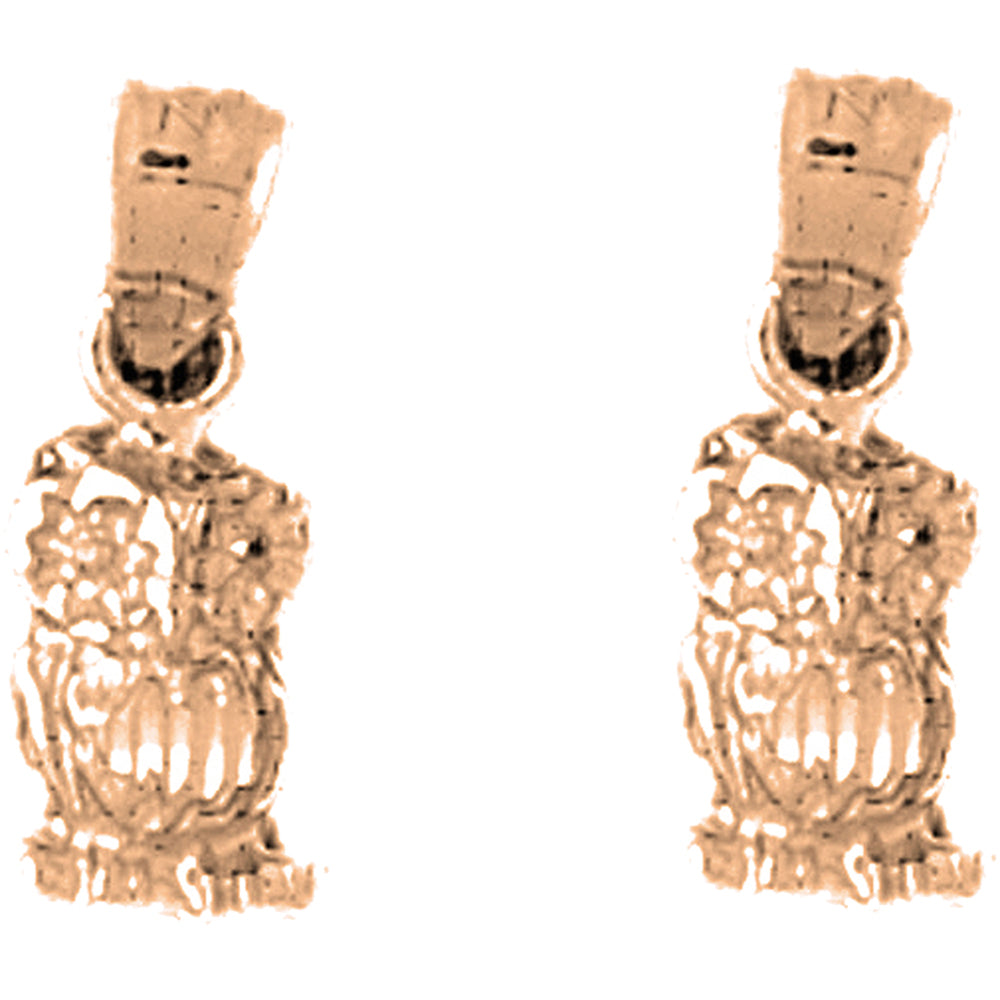 14K or 18K Gold 17mm Owl Earrings
