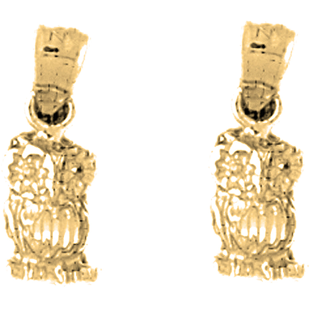 Yellow Gold-plated Silver 17mm Owl Earrings