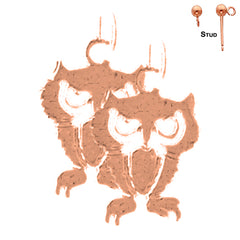 14K or 18K Gold Owl Earrings