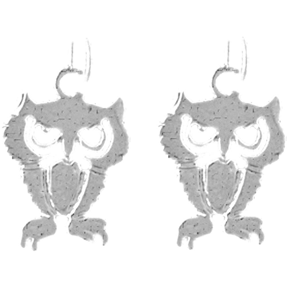 14K or 18K Gold 18mm Owl Earrings