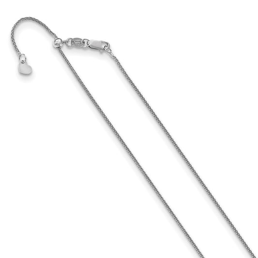 14K White Gold Adjustable 1mm Wheat Chain