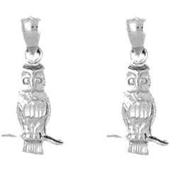 14K or 18K Gold 22mm Owl Earrings