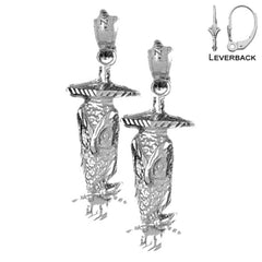 Pendientes de búho de 29 mm de oro de 14 quilates o 18 quilates