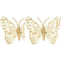 14K or 18K Gold 34mm Butterflies Earrings