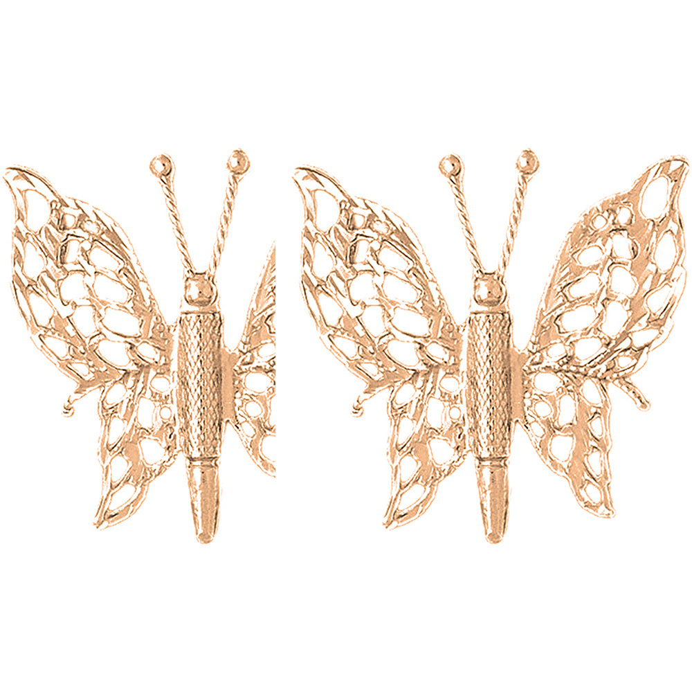 14K or 18K Gold 34mm Butterflies Earrings