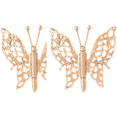 14K or 18K Gold 34mm Butterflies Earrings