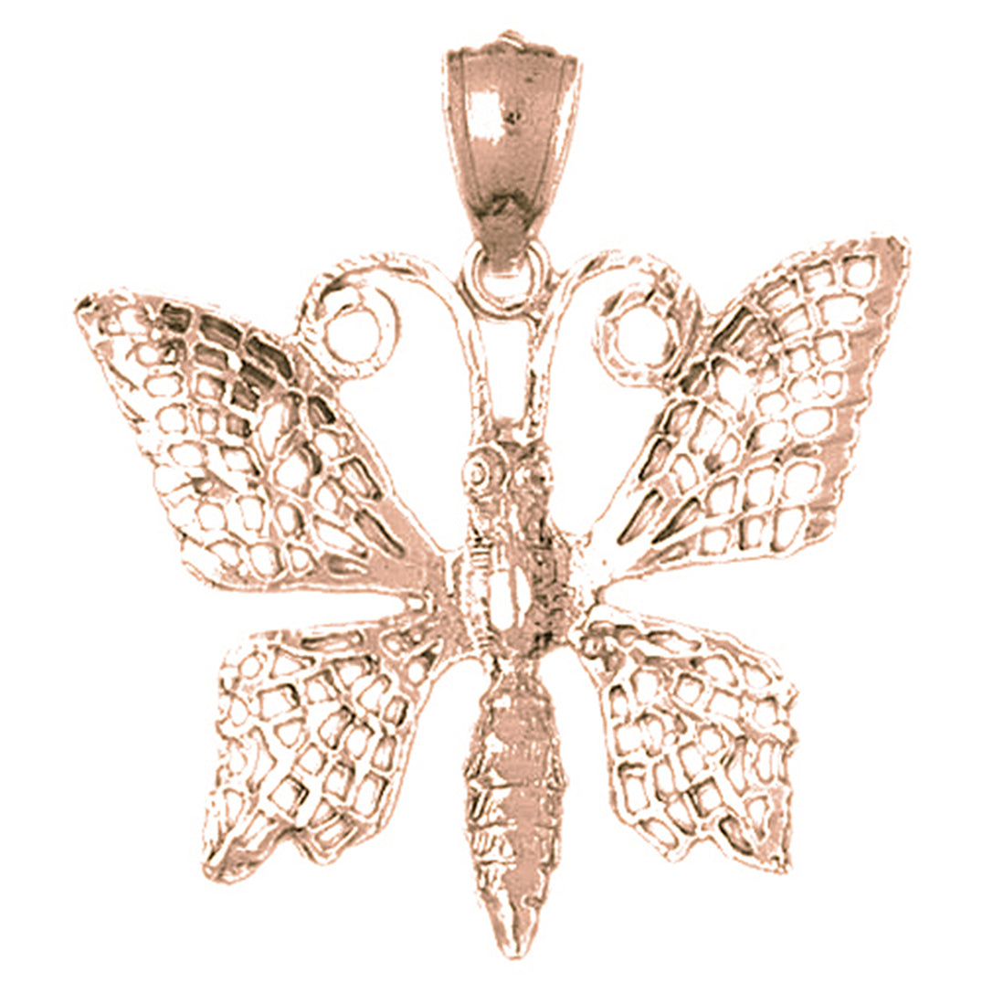 10K, 14K or 18K Gold Butterflies Pendant