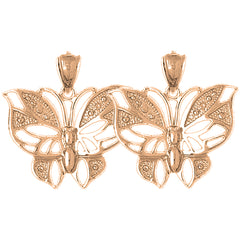 14K or 18K Gold 26mm Butterflies Earrings