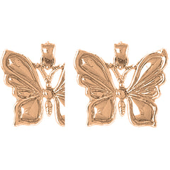 14K or 18K Gold 18mm Butterflies Earrings