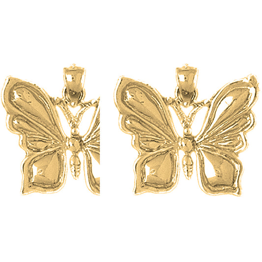 14K or 18K Gold 18mm Butterflies Earrings
