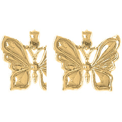14K or 18K Gold 18mm Butterflies Earrings