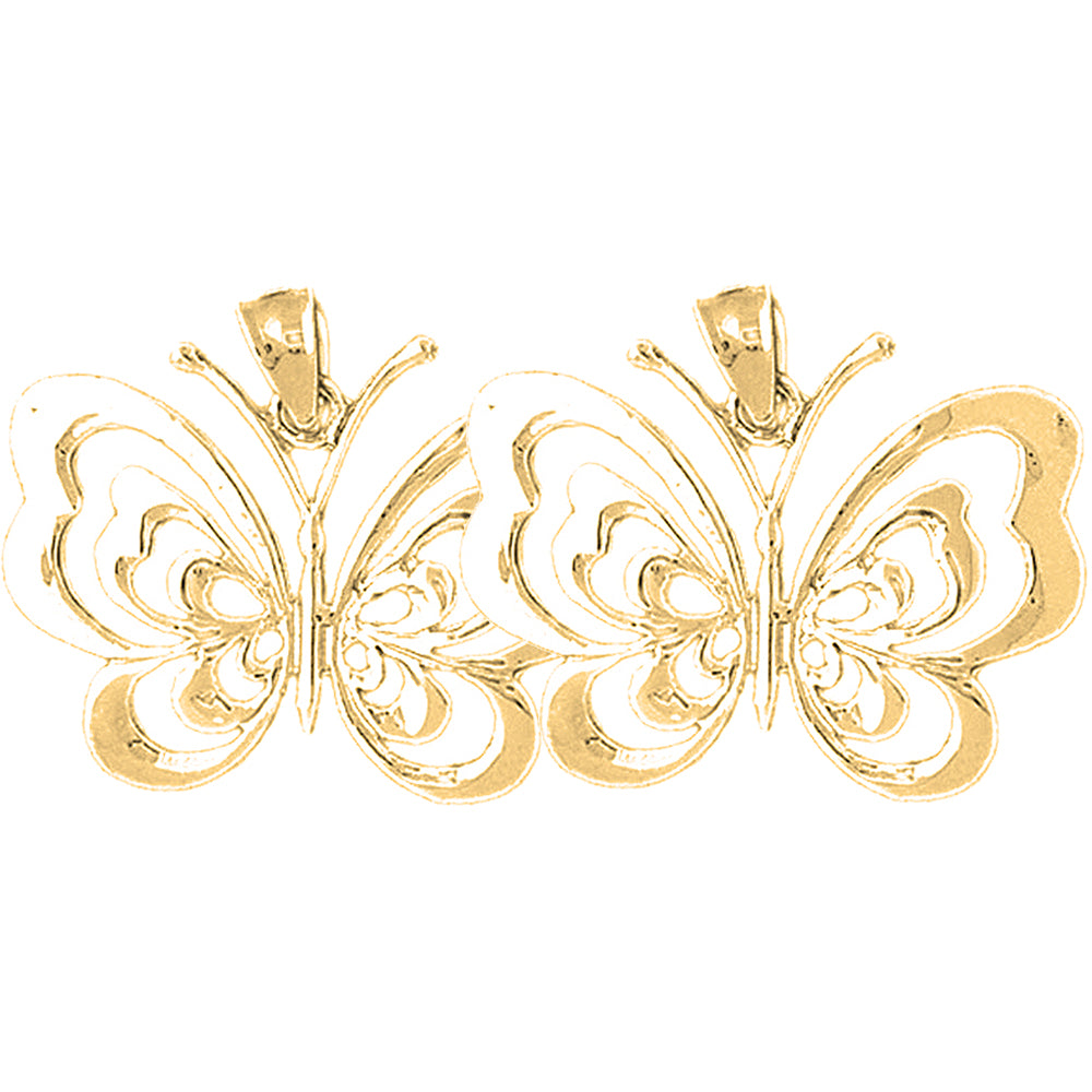 14K or 18K Gold 23mm Butterflies Earrings