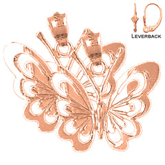 Pendientes Mariposas de Oro de 14K o 18K de 22mm
