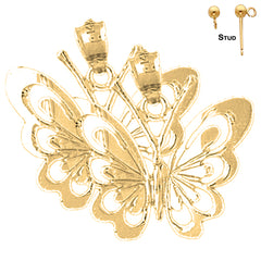 Pendientes Mariposas de Oro de 14K o 18K de 22mm