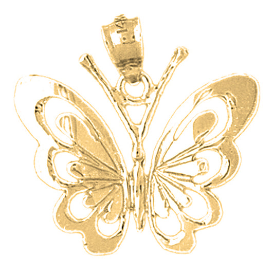 10K, 14K or 18K Gold Butterflies Pendant