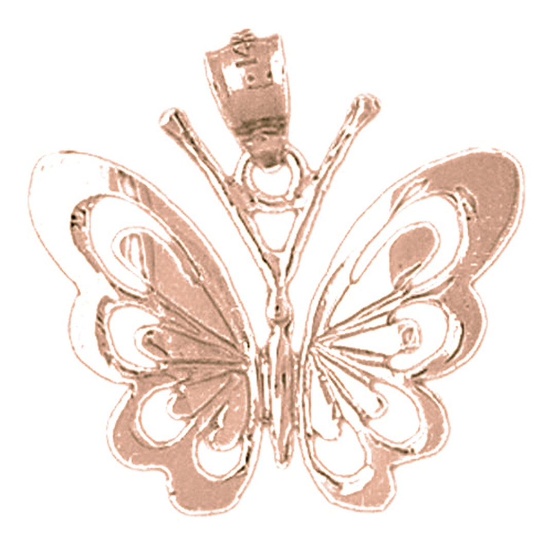 10K, 14K or 18K Gold Butterflies Pendant